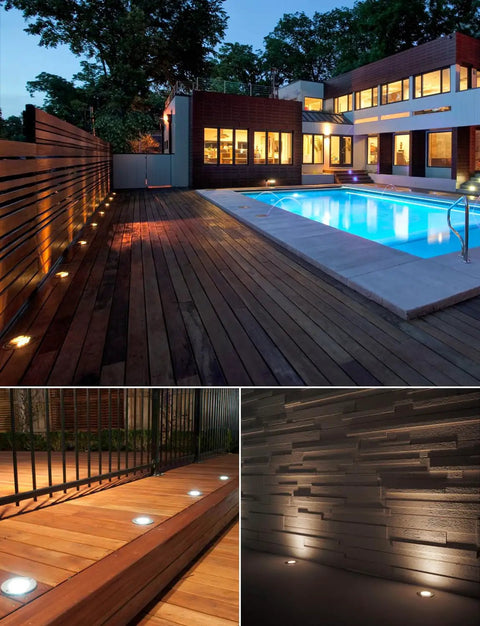 Low Voltage Landscape Well Lights With Wire Connectors 12W LED IP67 Waterproof In-Ground Garden Lights 12V-24V Warm White For Pathway Driveway Deck Yard 10 Pack With Connectors