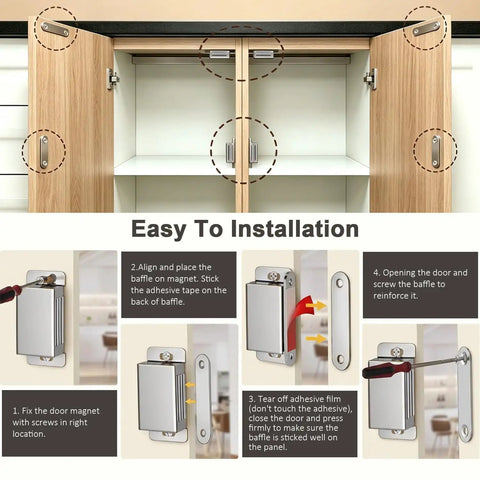 Installation guide for Heavy Duty Cabinet Magnetic Catch Door Magnets Latch 30lb Hold For Kitchen Cupboard Pantry Closet Wardroom.