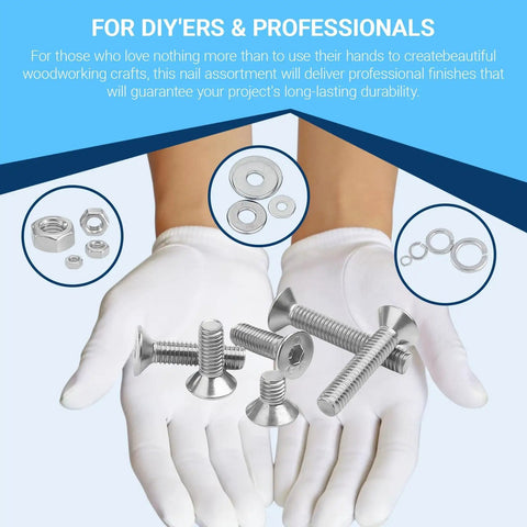 Hands holding Beefy All In One Metric Machine Screw Kit With M2 M3 M4 M5 Countersunk Hex Socket Screws Nuts Washers 3360 Piece Set