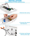 LED Emergency Lighting With Battery Backup, Two Square Head Exit Lights for Business, installation steps and wiring details.