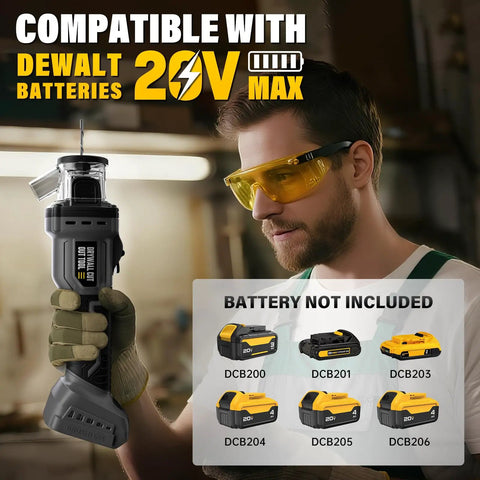 Worker holding Cordless Drywall Cut Out Tool For 20V Batteries, No Fuss Rotary Spiral Saw With 1/8 Inch And 1/4 Inch Collets