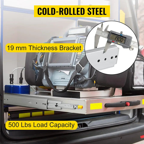 Heavy Duty 48 Inch Drawer Slides, Locking, 500 Lb Load, Side Mount Ball Bearing Glides, Full Extension, 1 Pair, Cold Rolled Steel, Anti Rust And Wear Resistant Construction on vehicle drawer