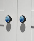 Marble Pattern Cabinet Knobs 4 Pack Round Single Hole Drawer Pulls For Kitchen Cupboards And Bedroom Drawers on white cabinet doors.