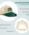 Dope RV Pilot Hat For Road Trips And Camping Adventures with green brim and adjustable back Velcro, beige mesh fabric