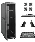 Heavy Duty 42U Server Rack Network Cabinet Built For 19 Inch Servers Featuring Secure Locking Mesh Doors with Fans and Shelves