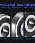 Close-up of 6200-2RS Deep Groove Ball Bearings 10X30X9mm showing seal marking and brushed steel, designed for heavy duty machinery repair.
