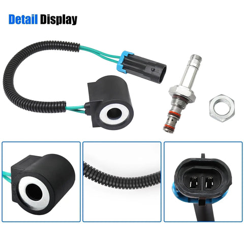 Beefed Up Solenoid Valve Coil And Hydraulic Spool Valve Stem Element Kit For Bobcat Skid Steer Loaders with nut and connector