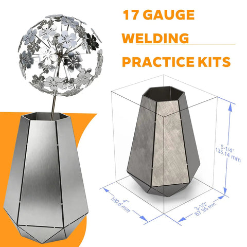 Beginner Welding Practice Kit With 201 Stainless Steel Flower Vase Project 31 Piece Set dimensions illustration