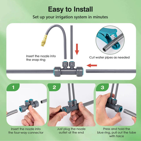 Double Head Drip Irrigation System With 360 Degree Adjustable Sprayers And 24 Nozzles For Even Watering And Misting No Fuss Easy Setup Great For Garden Greenhouse Yard Lawn And Plants 39 Ft Length installation guide