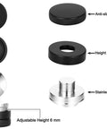 Diagram of 58mm Adjustable Coffee Distributor Leveler for Espresso Shots showing components with anti-slip handle, adjustment ring, and stainless steel base.
