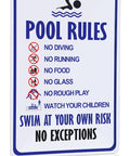 Pool Rules Sign Vintage Tin Sign Swim At Your Own Risk Warning For Poolside Beach Park Decor 8x12 Inches Classic Water Safety Plaque
