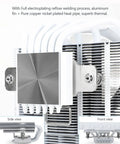 White ARGB Low Profile CPU Air Cooler With Six Copper Heat Pipes And A Quiet 120mm PWM Fan, showcasing copper heat pipe and aluminum fins.