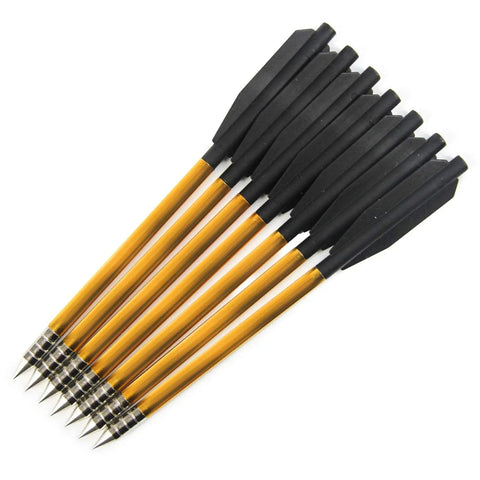 6.3 Inch Aluminum Crossbow Bolts With Plastic Vanes For 50-80 Lb Mini Pistol Crossbows, Dead-On Accuracy, black vanes, yellow shafts