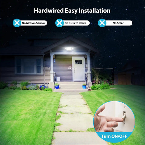 Rock Solid 80W Outdoor Flood Lights Kickin Out 8000 Lumen Brightness With Straight Up Switch Control IP65 Waterproof Wired Led Security Fixtures For Yard Driveway Black