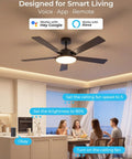 Boost Your Room Chill Level With This 52 Inch Smart Ceiling Fan in a modern kitchen, showcasing voice controls and dimmable lighting.
