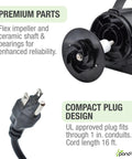 Heavy Duty 3600 GPH Pond Waterfall Pump with 170W Low Energy Power ETL Listed Premium Ceramic Shaft and Flex Impeller