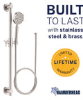 Solid Metal 27.5 Inch Shower Slide Bar System with Handheld Head and Hose Brushed Nickel Finish 2.5 GPM High Pressure Spray Wand
