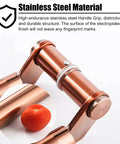 Close-up of Hotel Hall Glass Door Handle With Modern Round Metal Push Pull Design Rose Gold Finish Durable 304 Stainless Steel