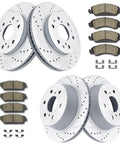 Front And Rear Beefed Up Drilled And Slotted Brake Kit With Rotors And Ceramic Pads For Cadillac Escalade Tahoe Silverado 1500 GMC Yukon