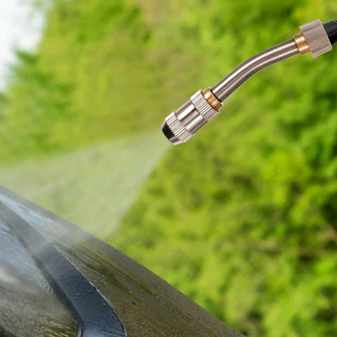 Portable High Temperature Steam Sprayer Nozzle Replacement For Car Wash And Garden Hose in use spraying water on car
