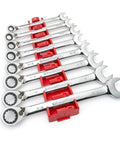 8 Piece 72 Tooth 12 Point Reversible Ratcheting Wrench Set In SAE With 15 Degree Offset Pro Grade Surface Drive Box End Fully