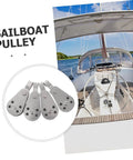 Sailboat pulley block set, stainless steel, for kayak and sailboat ropes, 4-pack heavy duty pulleys with bearing wheels.