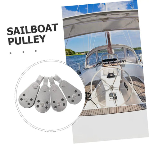 Sailboat pulley block set, stainless steel, for kayak and sailboat ropes, 4-pack heavy duty pulleys with bearing wheels.