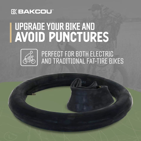 26x4 Heavy-Duty Fat Tire Tube With Military-Grade Butyl Rubber, Schrader Valve, 3.5mm Thickness next to text on display