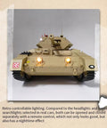 RC British Crusader Tank 1/16 Scale With Metal Upgrades And 2.4G Infrared Battle front view with headlights on display