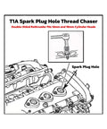 Diagram of Dual Size Spark Plug Thread Chaser Tool For M10 1.0, M12 1.25, M14 1.5, M18 1.5 Threads With A 13 Sixteenth Inch Hex Head