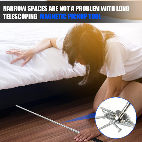 Extendable Telescoping Magnetic Pick Up Tool With 31 Inch Reach And Extra Strong Magnet For Quick Grabs In Tight Spaces, 30 Lb 40 Lb And 80 Lb Pull, A Must Have Gift For Men used under a bed to retrieve metal screws.