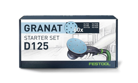 Granat D125 GR Set Sanding Discs For VOC Varnishes And Hard Substrates with Clog Resistant Coating displayed on product box