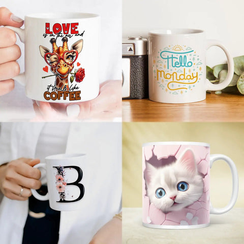 11 Oz Sublimation White Ceramic Mugs Set Of 24 Blank Coffee Cups Microwave Safe For Crafts Do It Yourself Printing with designs