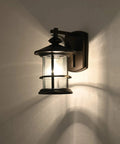 Rustic Cottage Outdoor Wall Light 2 Pack 100W Max 10 Inch Oil Rubbed Bronze Exterior Sconce With Clear Seedy Glass Porch Light