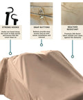 All Weather Golf Cart Seat Cover For 4 Passenger Carts Fits 2 Plus 2 Or 2 Person Universal Fit Quick Storage Access Bench Shield Protector Rain Dew And Sun with strong hooks and snap buttons