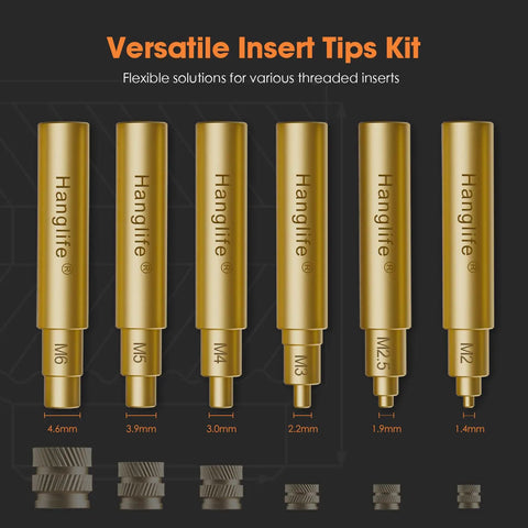 Heat-Set Insert Tips For Threaded Inserts M2 To M6 No-Fuss Soldering Iron Tips For 3D Printing Easy Install And Clean Finish