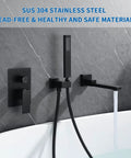 Matte Black Wall Mounted Bathtub Faucet Set With 180 Degree Swivel Spout Tub Filler With Hand Shower Lead Free SUS 304 Stainless Steel