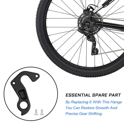 Derailleur Hanger Replacement KP284 for Cannondale Catalyst showing rear wheel and black aluminum hanger with screws