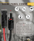 12AWG MC4 To XT60 Solar Panel Cable connectors with polarity markings, showcasing male and female plugs
