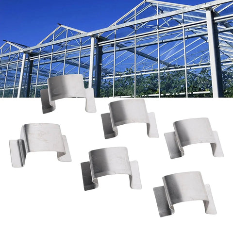 Greenhouse Glass Clamps Stainless Steel Sprung G Clamp Set 50Pcs Plant Fasteners For Climbing Vines Garden Holder Glazing Clips Easy Secure Maintenance, stainless steel clips