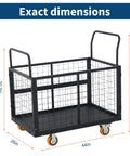 Premium Foldable Platform Truck Cart For Stress Free Living Room Moves Rock Solid with 44in x 28in x 30.3in dimensions and orange wheels.