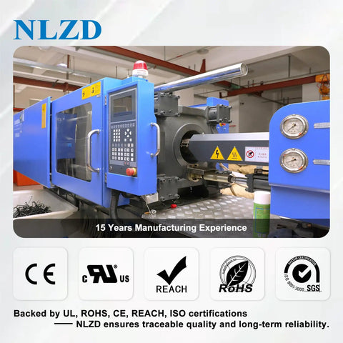 Injection molding machine for producing Assorted Black Zip Ties Kit With Five Sizes 4, 6, 8, 10, 12 Inches.