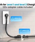 Portable J1772 EV Charger With 20Ft Cable For Level 1 And Level 2 Charging ETL Certified NEMA 6-20 And 5-15 Plugs Display