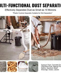 High Capacity Cyclone Dust Separator For 4 Inch Hoses With Clear Abs Housing Great For Vacuum Cleaners And Woodworking Shops boosts efficiency during dust collection.
