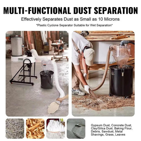High Capacity Cyclone Dust Separator For 4 Inch Hoses With Clear Abs Housing Great For Vacuum Cleaners And Woodworking Shops boosts efficiency during dust collection.