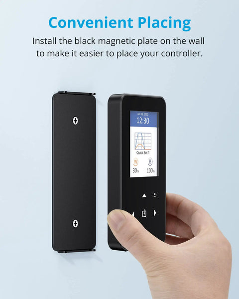 Hand holding Reef Light Controller And LED Timer For HyperReef 50 100 150 Gen 1, showing display and magnetic wall plate.