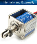 6V DC Push Pull Solenoid Electromagnet 20N Lift Open Frame Linear Motion Actuator 2A 12W 10mm Stroke For Precision Automation Projects JF-0826B-6V, open-frame metal housing