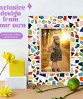 Decorate Your Own Mosaic Picture Frame Kit With Colorful Mosaics Glue Spreader Grout And Everything You Need For 5x7 Or 4x6 Photos DIY Mosaic Craft Kit For Adults Christmas Valentines Day Gifts displayed on table with flowers