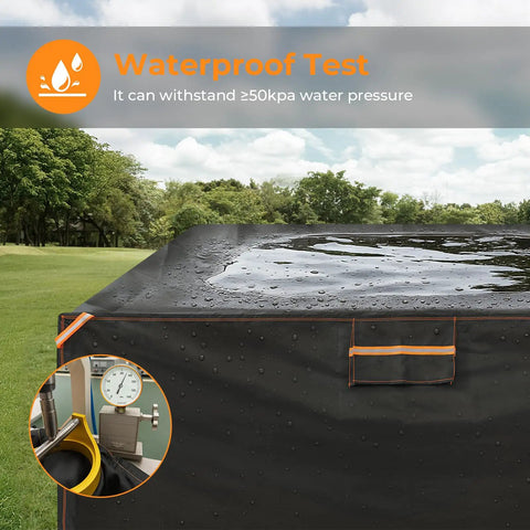 Extra Large Weatherproof Outdoor Dining Set Cover with Vents, waterproof test on black 138x102x35in Oxford fabric cover