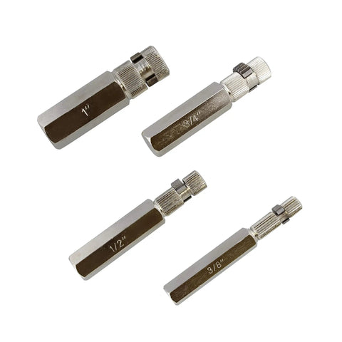 Internal Pipe Removal Tool Nipple Extractor Set Four Piece Inside Pipe Wrench Set for Removing Broken Threads, sizes shown